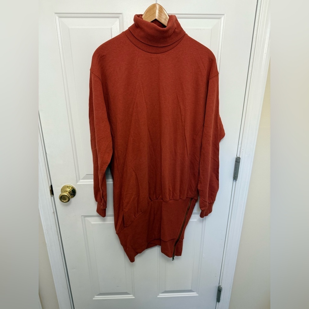 Young Fabulous & Broke Orange Turtleneck Sweater Dress Zipper Detail Sz Medium